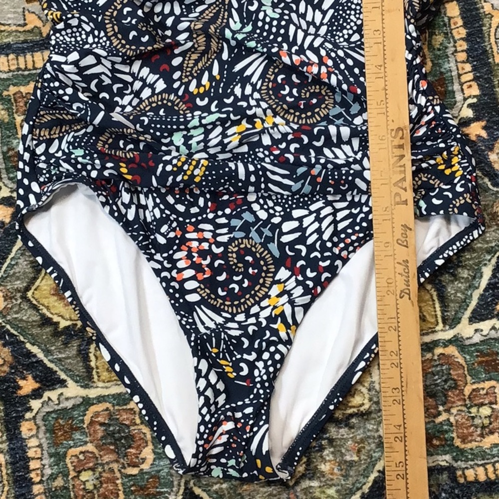 🔹Jantzen ‘Azure’ Tummy Control Ruched Hips High Neckline Open Sheer Back Sz.4 - Picture 8 of 12